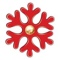 Red christmas snowflake icon, realistic style vector