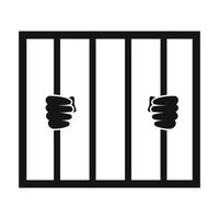 Hands holding prison bars icon vector