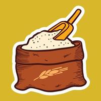 Sack of flour icon, hand drawn style vector