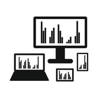 Electronic device with graphs icon, simple style vector