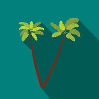 Two palm trees icon, flat style vector