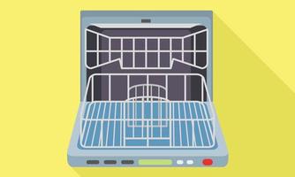 Empty open dishwasher icon, flat style vector