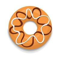 icono de donut con glaseado de chocolate y blanco vector