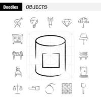 Objects Hand Drawn Icon Pack For Designers And Developers Icons Of Bulls Eye Goal Target Object Bulb Idea Light Vector