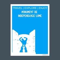 Monument De Independence Lome Lome Togo monument landmark brochure Flat style and typography vector
