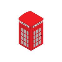 British red phone booth icon, isometric 3d style vector