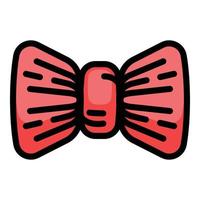 Textile red bow tie icon, outline style vector