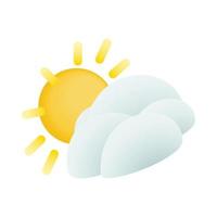 Sun and cloud icon, isometric 3d style vector