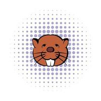 Head of beaver icon, comics style vector