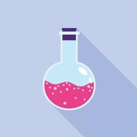 Lab pink flask icon, flat style vector