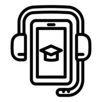 Headphones and smartphone icon, outline style vector