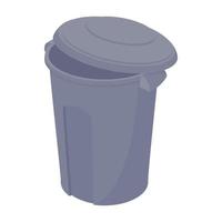 Grey trash can icon, cartoon style vector