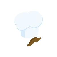 Chef hat with a mustache isometric 3d icon vector