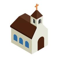 icono 3d isométrico de la iglesia católica vector