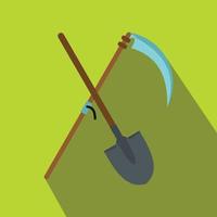 Scythe and shovel flat icon vector