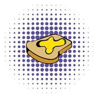 Slice of bread with honey icon, comics style vector