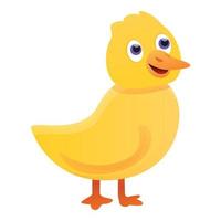 icono de pato lindo amarillo, estilo de dibujos animados vector