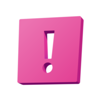 3d pink Exclamation mark with gradient effects. png