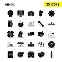 iconos de glifos sólidos médicos establecidos para infografías kit uxui móvil y diseño de impresión incluyen prueba de adn laboratorio médico edificio médico hospital más vector eps 10