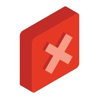 Red square element icon, isometric 3d style vector