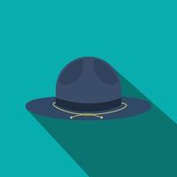 icono de sombrero de vaquero azul, estilo plano vector