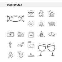 Christmas hand drawn Icon set style isolated on white background Vector