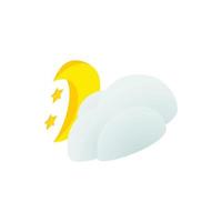 Cloud, moon and stars icon, isometric 3d style vector