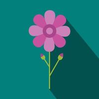 Pink flower icon, flat style vector