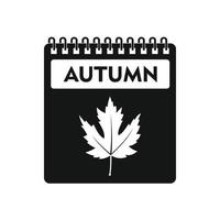 Calendar with maple leaf icon, simple style vector