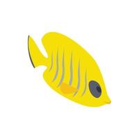 Fish yellow tang icon, isometric 3d style vector