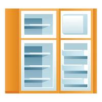 Open kitchen fridge icon, cartoon style vector