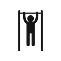 hombre haciendo pull ups en el icono de la barra horizontal vector