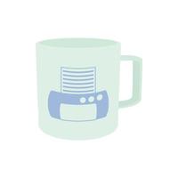 taza con icono de impresora, estilo de dibujos animados vector