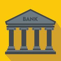 Bank building icon, flat style vector