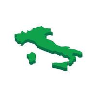 icono de mapa verde de italia, estilo 3d isométrico vector