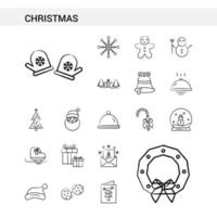 Christmas hand drawn Icon set style isolated on white background Vector