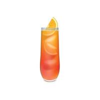 Fruity summer cocktail with a straw vector