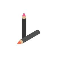 Two lip contour pencils icon, isometric 3d style vector