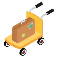 Trolley with brown suitcases vector