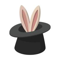 Rabbit appearing from a top magic hat cartoon vector