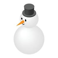 Christmas snowman isometric icon vector