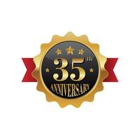 35 years anniversary golden label vector