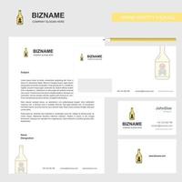 Drink bottle Business Letterhead Envelope and visiting Card Design vector template