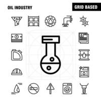 paquete de iconos de la línea de la industria petrolera para diseñadores y desarrolladores vector