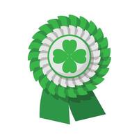 Ribbon rosette with four leaf clover cartoon icon vector