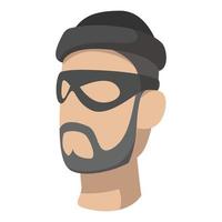 Man in black mask and cap with a beard vector