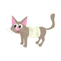 gato con un icono de lesión, estilo de dibujos animados vector