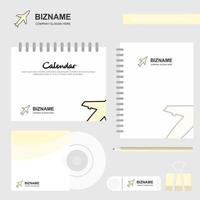 Aeroplane Logo Calendar Template CD Cover Diary and USB Brand Stationary Package Design Vector Template