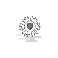 Protected processor Web Icon Flat Line Filled Gray Icon Vector