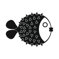 icono de pez afilado fugu, estilo simple vector